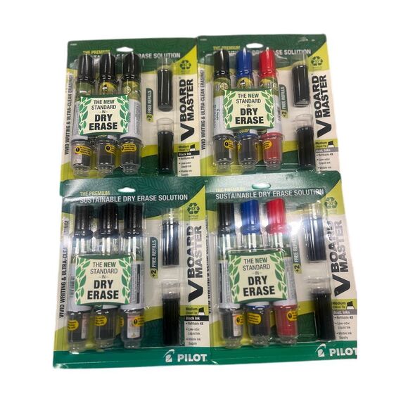 Pilot V‎ Board Master Premium Dry Erase Markers Set of 2 Black, Set of 2 Color - Picture 1 of 5